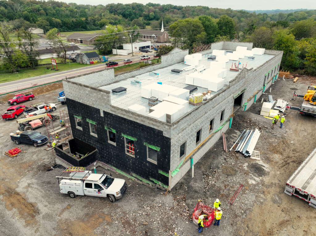 Commercial roof construction.